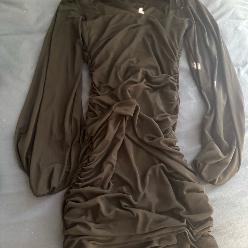 Windsor Black Long Sleeve Ruched Dress